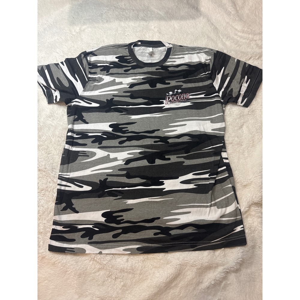 Code Five T-Shirt Mens L Gray Camo Excellent Pocono Raceway 2023 Graphic Tee